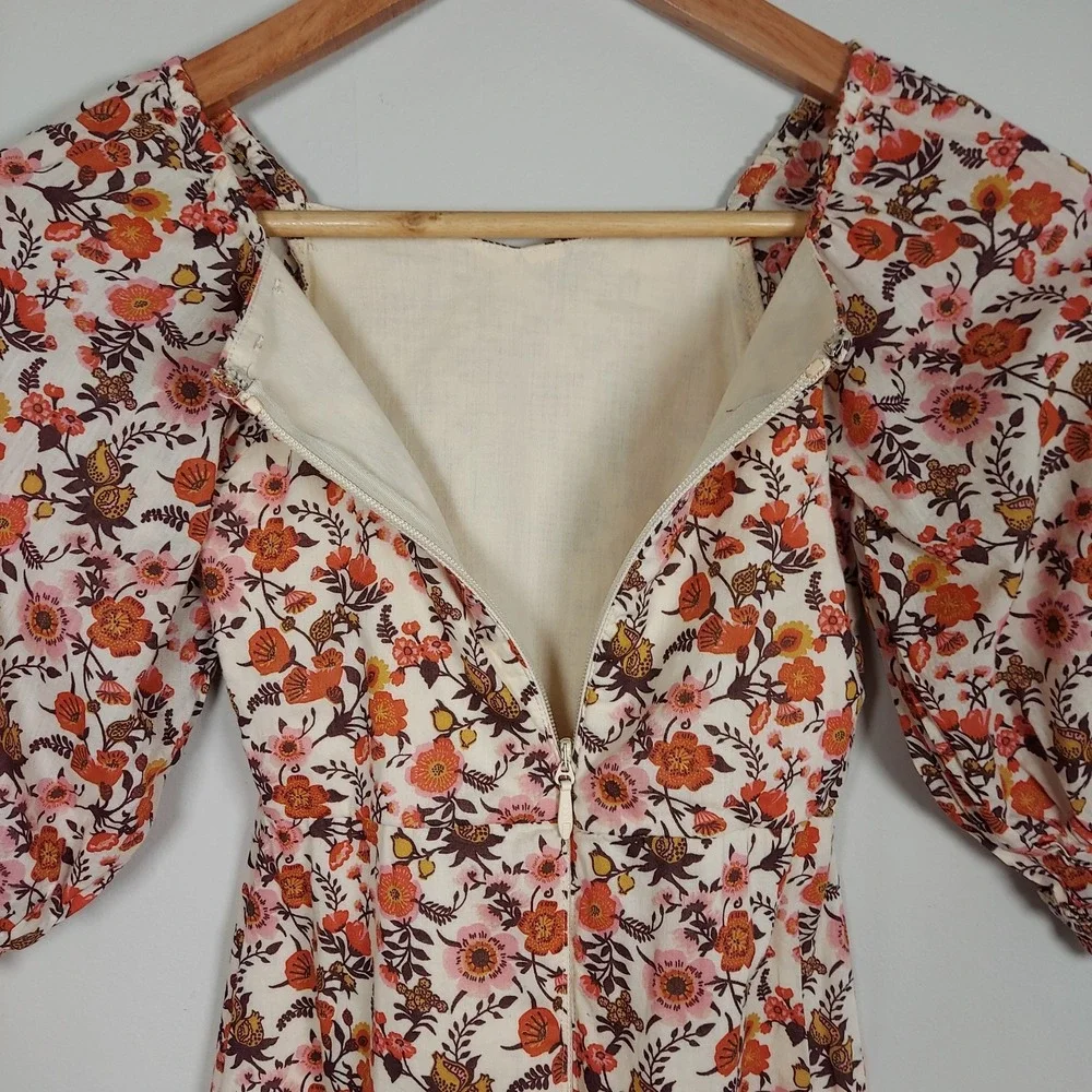 Fall Dress Toddler Girls Orange Pink Brown Floral Bohemian